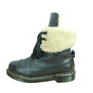 Dr. Martens Aimilita Black Leather Shearling Lined Combat Boots Size UK 7 US 9